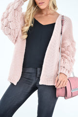 Pink Chunky Knit Oversized Cardigan - Eaden-Cardigans