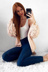 Pink Chunky Knit Oversized Cardigan - Eaden-Cardigans