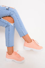 Pink Chunky Lace Up Trainers - Aaniya-Trainers