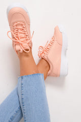 Pink Chunky Lace Up Trainers - Aaniya-Trainers