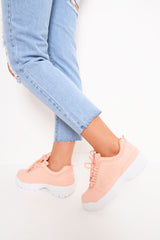Pink Chunky Lace Up Trainers - Aaniya-Trainers