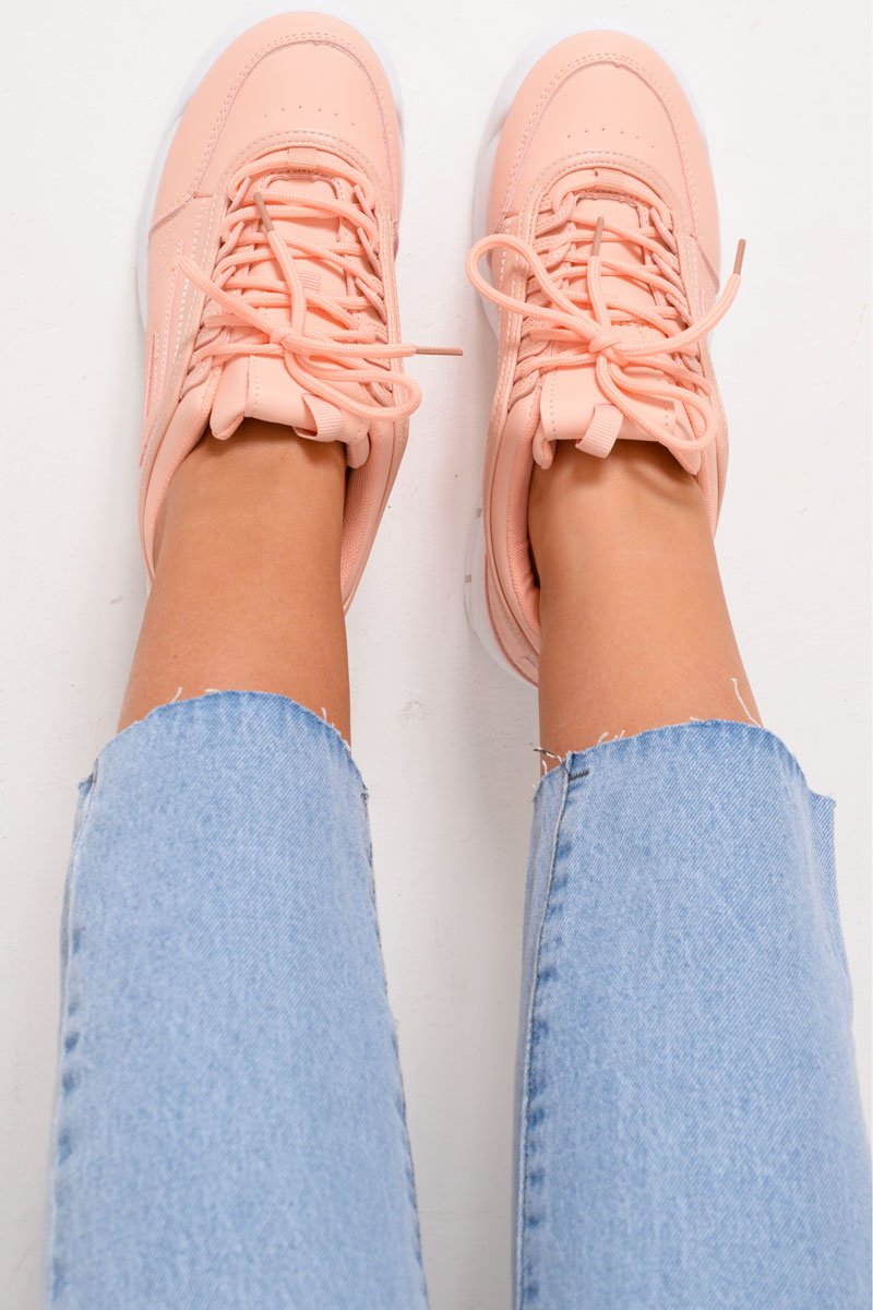 Pink Chunky Lace Up Trainers - Aaniya-Trainers