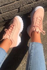 Pink Chunky Lace Up Trainers - Aaniya-Trainers