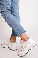 Pink Chunky Lace Up Trainers - Dita-Trainers