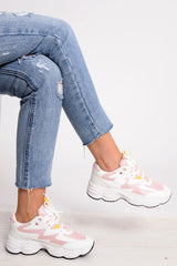 Pink Chunky Lace Up Trainers - Dita-Trainers