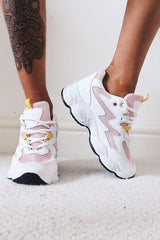Pink Chunky Lace Up Trainers - Dita-Trainers