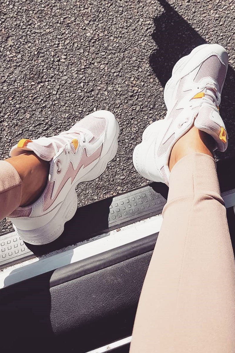 Pink Chunky Lace Up Trainers - Dita-Trainers