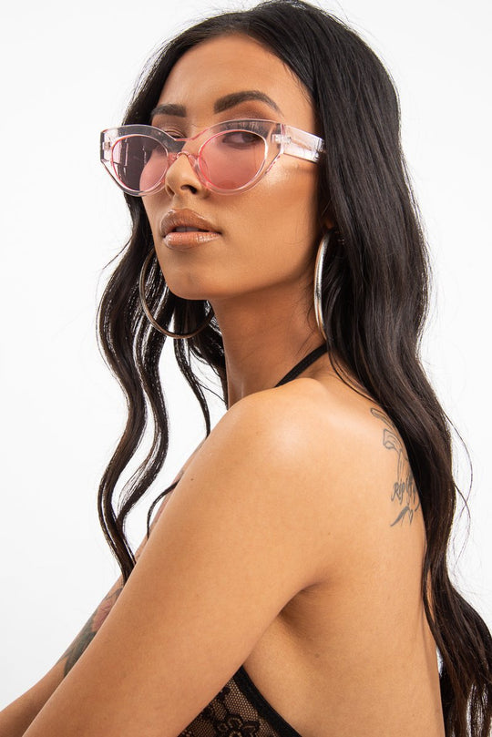 Pink Chunky Oval Tinted Lens Sunglasses - Dailey