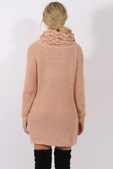 Pink Chunky Turtleneck Knit Jumper Dress - Cloe-Jumper