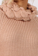 Pink Chunky Turtleneck Knit Jumper Dress - Cloe-Jumper