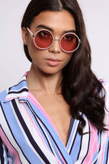Pink Circle Frame Sunglasses - Devlynn-Sunglasses