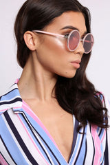 Pink Circle Frame Sunglasses - Devlynn-Sunglasses