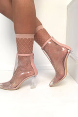 Pink Clear Ankle Boots - Gita-Boots