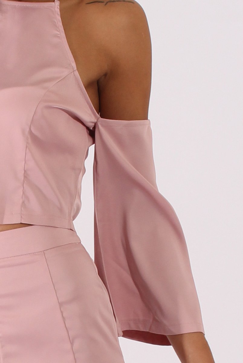 Pink Cold Shoulder Top & Skirt Co-ord - Genesis-Co-ords