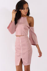 Pink Cold Shoulder Top & Skirt Co-ord - Genesis-Co-ords