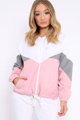 Pink Colour Block Windbreaker Jacket - Karina-Jackets