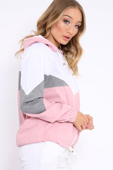 Pink Colour Block Windbreaker Jacket - Karina-Jackets