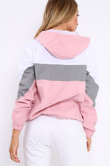 Pink Colour Block Windbreaker Jacket - Karina-Jackets