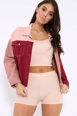Pink Contrast Oversized Denim Jacket - Keeli-Denim Jackets