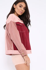 Pink Contrast Oversized Denim Jacket - Keeli-Denim Jackets
