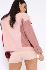 Pink Contrast Oversized Denim Jacket - Keeli-Denim Jackets