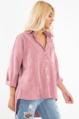 Pink Corduroy Oversized Shirt - Ennie-Shirts
