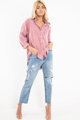 Pink Corduroy Oversized Shirt - Ennie-Shirts