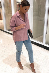 Pink Corduroy Oversized Shirt - Ennie-Shirts