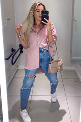 Pink Corduroy Oversized Shirt - Ennie-Shirts