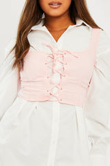 Pink Crepe Corset Bralet Top - Judie-Crop Tops