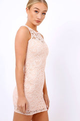 Pink Crochet Bodycon dress - Marcella-Dresses