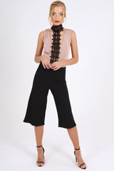 Pink Crochet Choker Bodysuit - Tamara-Bodysuits