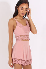 Pink Crochet Detail Co-ord - Carlita-Co-ords