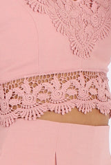 Pink Crochet Detail Co-ord - Carlita-Co-ords