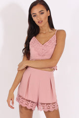 Pink Crochet Detail Co-ord - Carlita-Co-ords