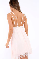 Pink Crochet Summer Dress - Mariam-Dresses