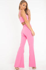Pink Crop Top and Trousers Co-ord Set - Kimmy-Co-ords