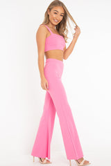 Pink Crop Top and Trousers Co-ord Set - Kimmy-Co-ords