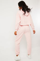 Pink Cropped Oversized Hoodie and Joggers Co-ord - Karenza-Loungewear