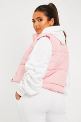 Pink Cropped Puffer Gilet - Zura-Jackets