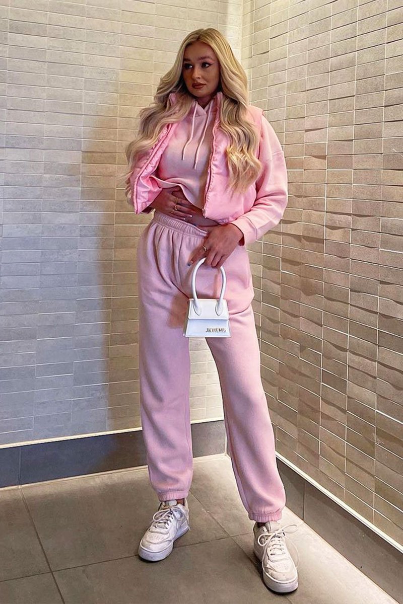 Pink Cropped Puffer Gilet - Zura-Jackets