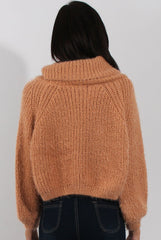 Pink Cropped Roll Neck Jumper - Sophia-Jumper