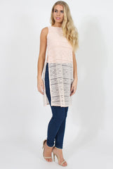 Pink Crotchet Side Split Top - Lottie-Tops