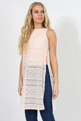Pink Crotchet Side Split Top - Lottie-Tops