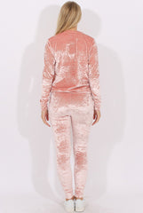 Pink Crushed Velvet Tracksuit - Romy-Tracksuits