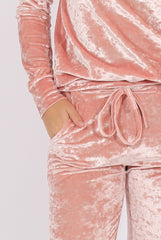 Pink Crushed Velvet Tracksuit - Romy-Tracksuits