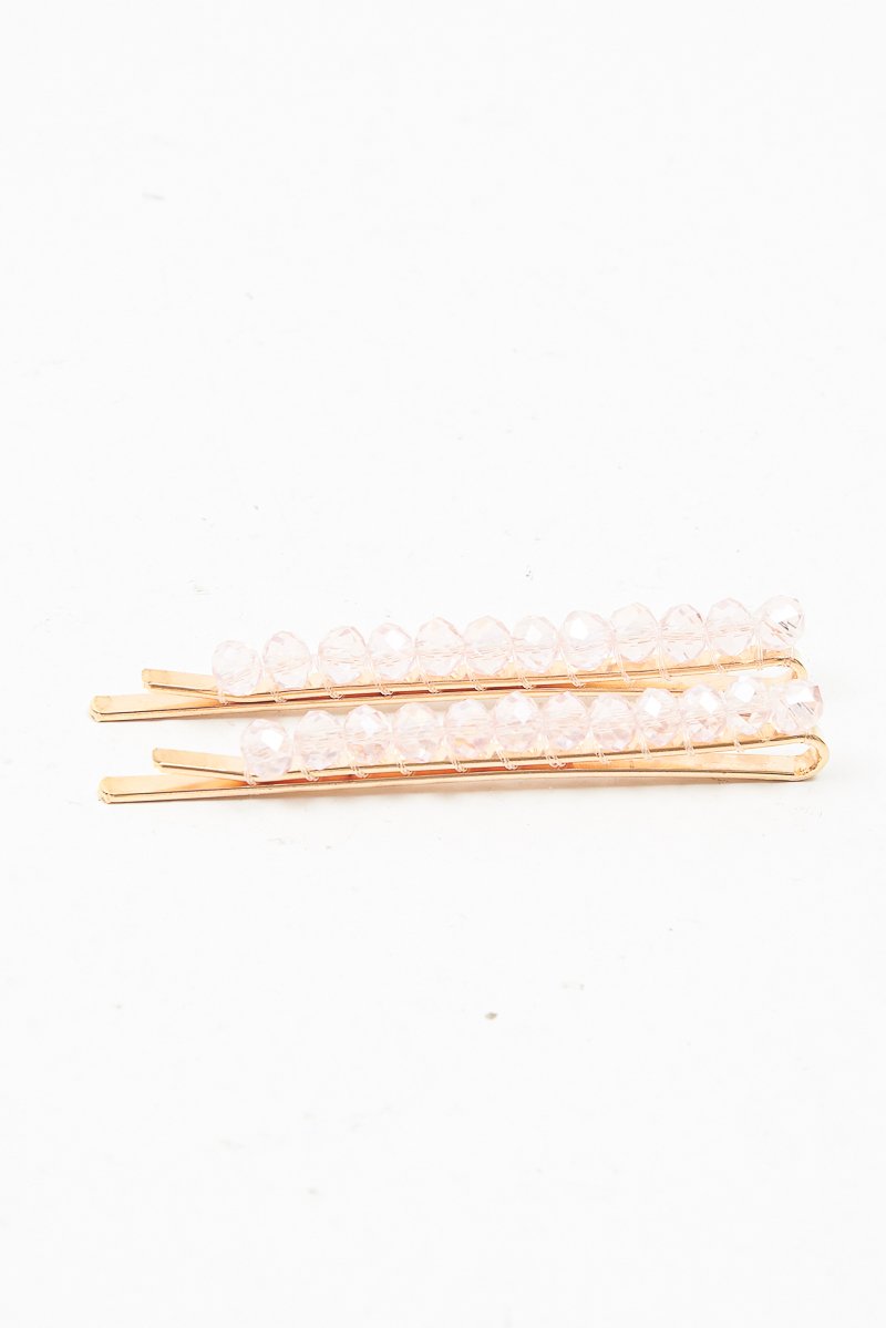Pink Crystal Embellished Pack of 2 Hair Clips - Patrice-Hair