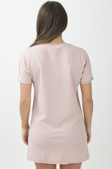 Pink Distressed Badge Detail T Shirt Dress - Kalani-Dresses