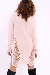 Pink Distressed Jumper Dress - Kim-Dresses