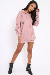 Pink Distressed Oversized Hoodie - Khloe-Hoodies